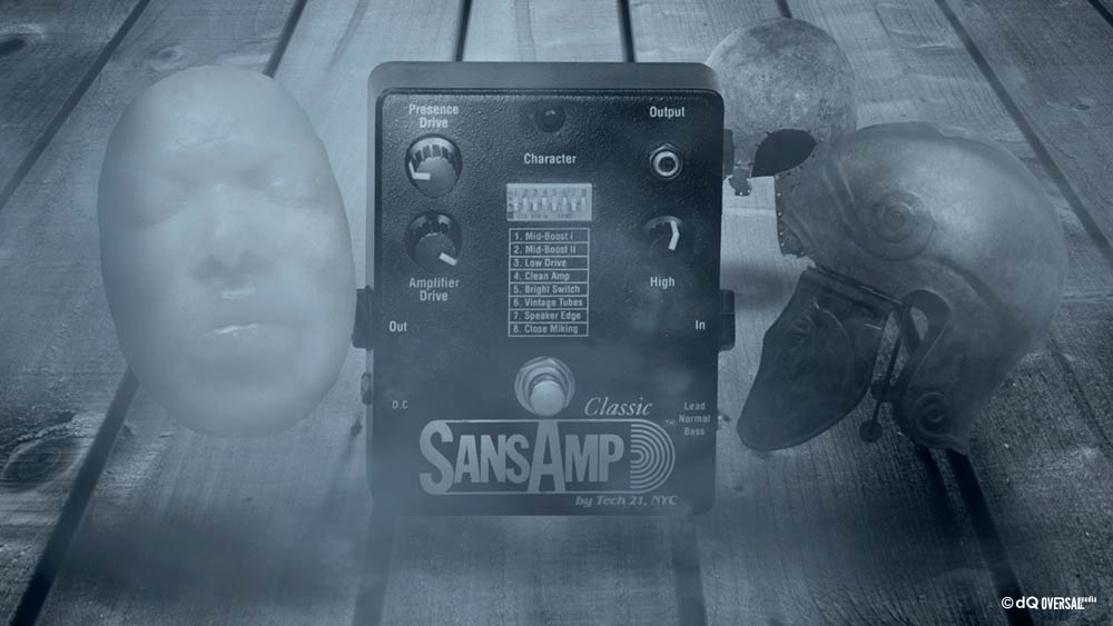 Old fashioned dark guitar amp on wooden floor SKU: fa-0015