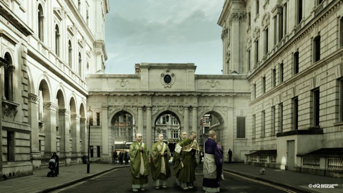 Retrato de un grupo de monjes rezando en una calle de Londres SKU: po-0005b